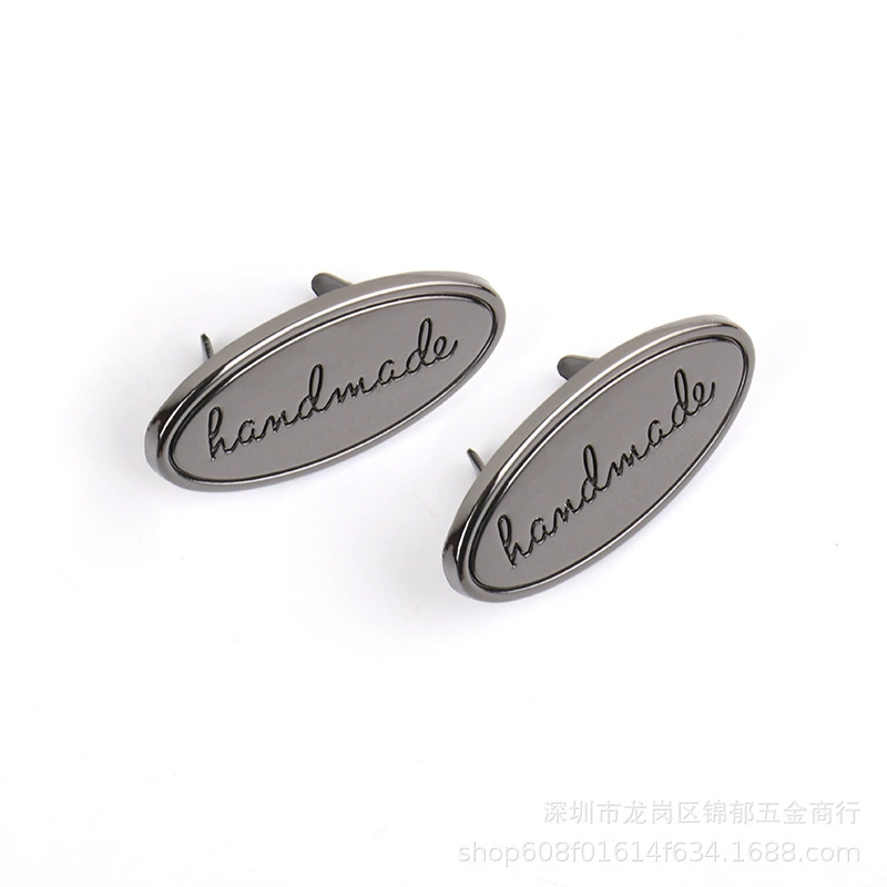 Металлические этикетки для упаковки, овальные именные бирки из цинкового сплава для подарочных коробок, с логотипом, различных цветов