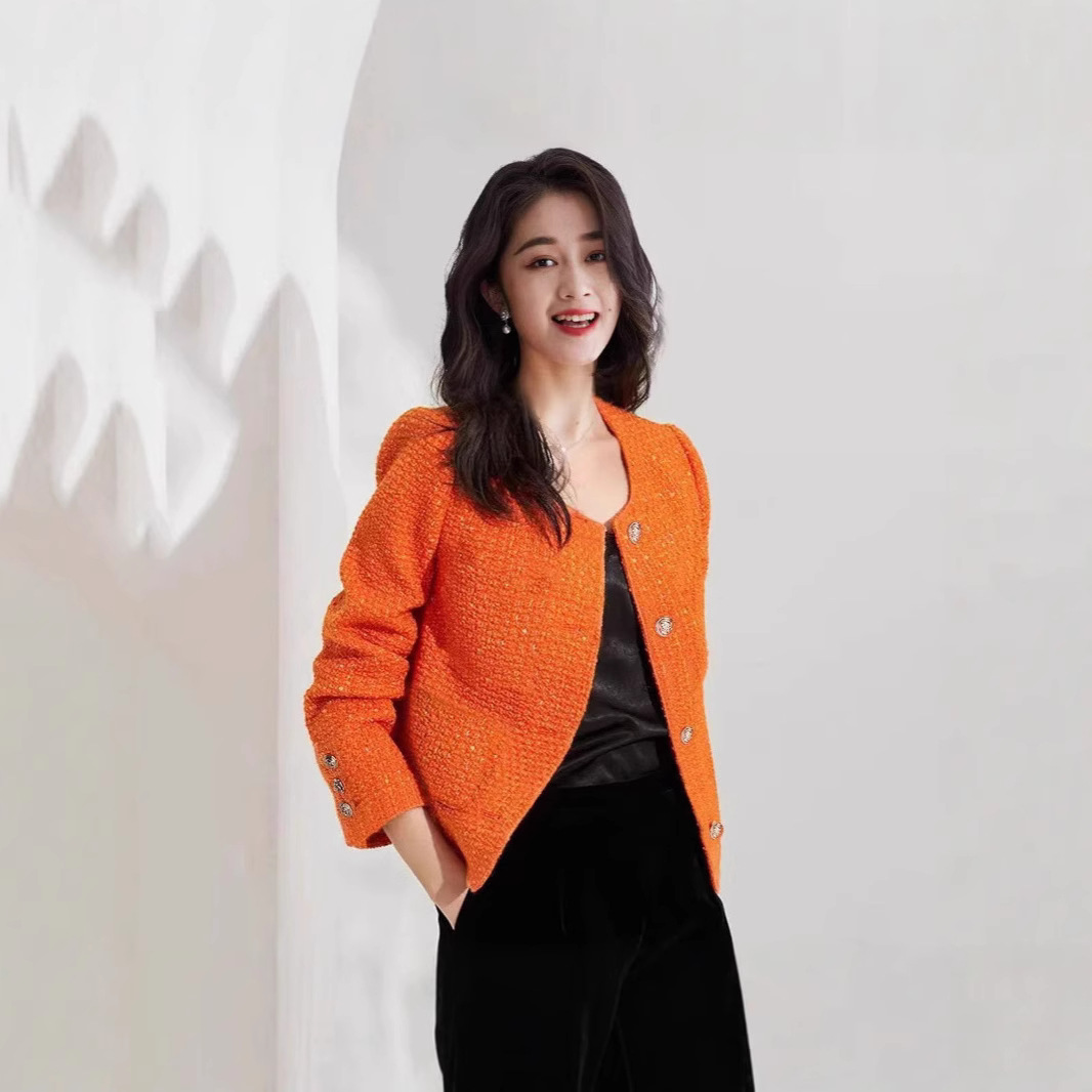 Spring and Autumn French Style New Elegant Versatile Slimming Tweed Chanel-Style Jacket for Women