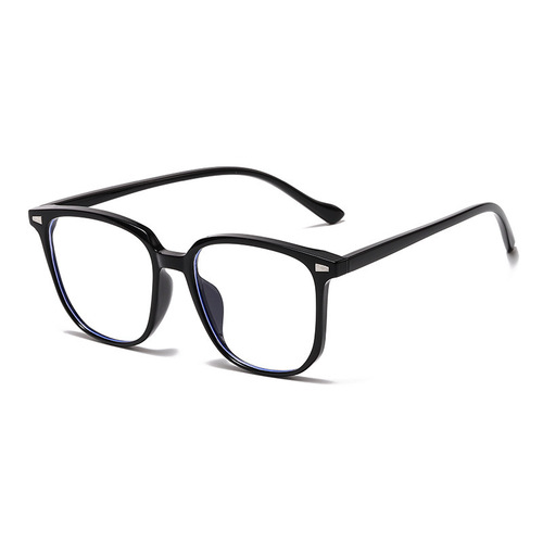 New fashionable anti-blue light glasses for big faces without makeup, flat glasses for students, square myopia finished glasses frames