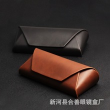 皮质眼镜盒创意便携简约防压太阳墨镜近视眼镜盒男可印logo现货