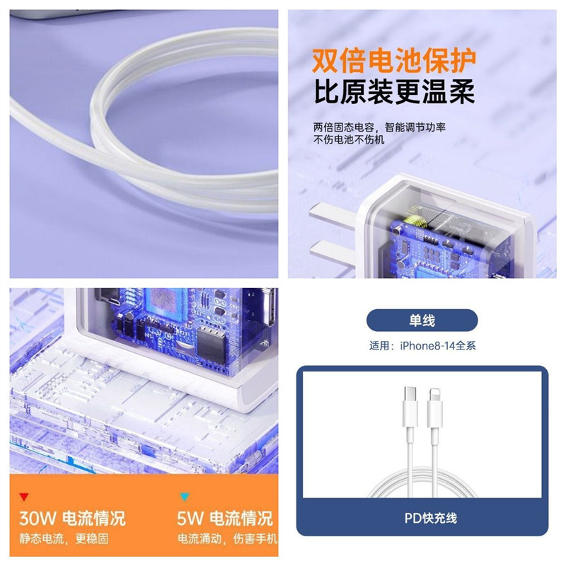 Apple iPad pro 高速充電タブレット 30W 充電器ヘッド Air5 専用 MINI6 データケーブル デュアル Typec に適しています。|undefined