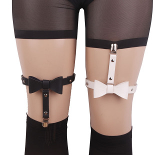 Factory self-selling sexy leather bow leg ring Japanese Korea Harajuku adjustable elastic multi-purpose Garter accessories