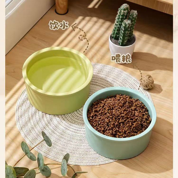 韩国BD宠物碗陶瓷大直径直筒防打翻猫狗碗护颈木架猫咪喝水食盆|undefined