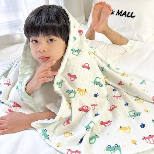 新韩国儿童豆豆盖毯棉布加厚双层安抚毯子可爱抱被婴儿安抚午睡毯