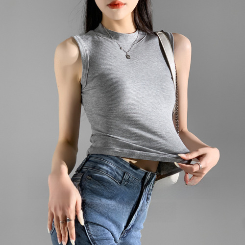 Carefully selected round neck camisole women's summer thin outer wear and inner threaded bottoming shirt slim sleeveless top