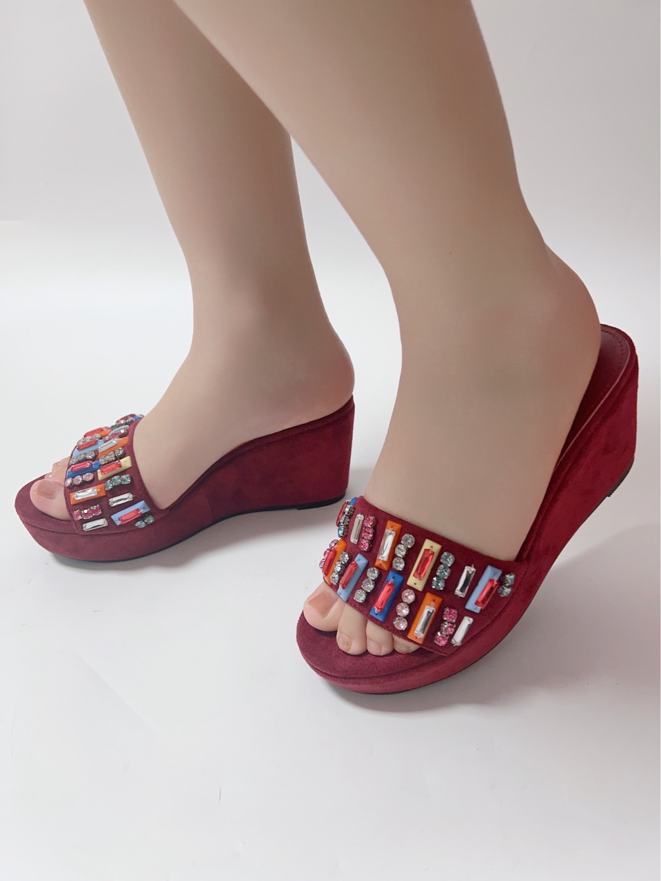 Women's Rhinestone Platform Sandals Comfortable Summer Beach Shoes_voghion.com