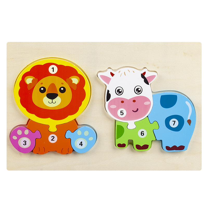 Pensamiento lógico para niños, cadena alimentaria, rompecabezas 3D, tablero de emparejamiento de bloques tridimensional, educación temprana, juguetes de madera educativos