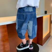 潮牌男童牛仔裤夏季2024年新款韩版儿童七分裤洋气中大童裤子批发