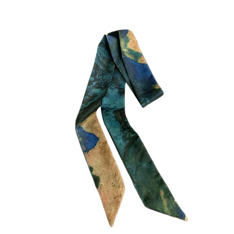 Pañuelo de seda estampado, cinturón de pelo largo estrecho, cinta, cabello atado, nuevo pañuelo multiusos, cinta, bufanda decorativa, cinturón de moda