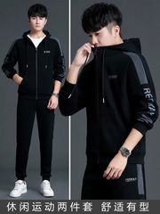 運動套裝男春秋季新款潮流休閒時尚帥氣搭配衛衣男士跑步服兩件套