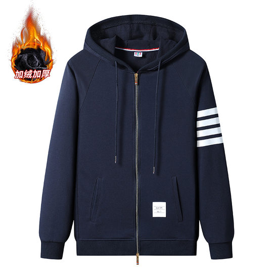 Cardigan Sweater Men's Spring and Autumn Fashionable Loose Four Bar Jacket Couple's Fashion Sports Casual Top Men's Wear