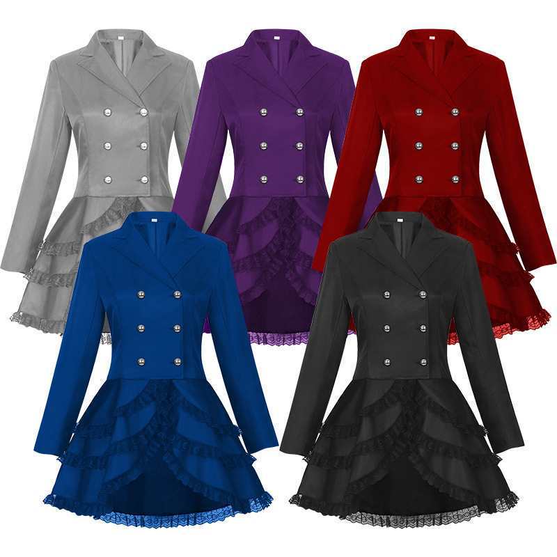 European Medieval Retro Tuxedo Female Gothic Style Double-Breasted Lace Corset Dress Cos Performance Dress European Medieval Retro Tuxedo Female Gothic Style Double-Breasted Lace Corset Dress Cos Performance Dress
