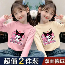 Y2332#女童半高领内搭长袖T恤潮秋冬季洋气儿童新款德绒保暖上衣