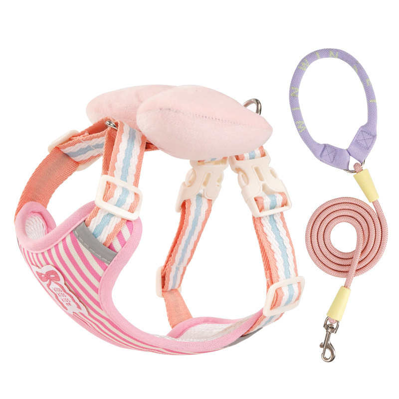 Pink - Bow chest and back+1.5m round rope