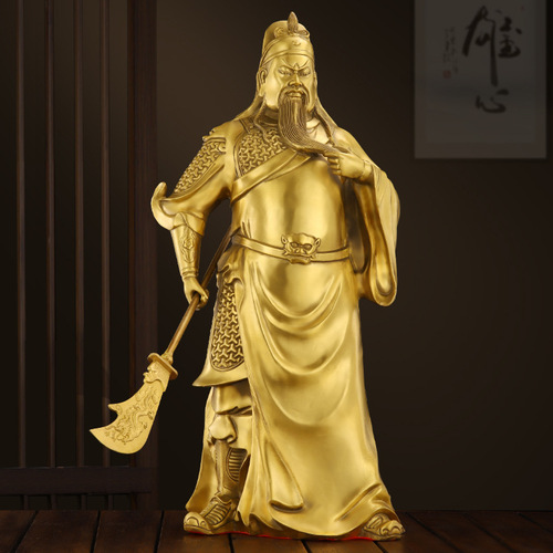 Brass Guan Gong ornaments Wu Caishen home crafts Brass Guan Gong enshrines the God of Wealth Bronze statue manufacturer wholesale