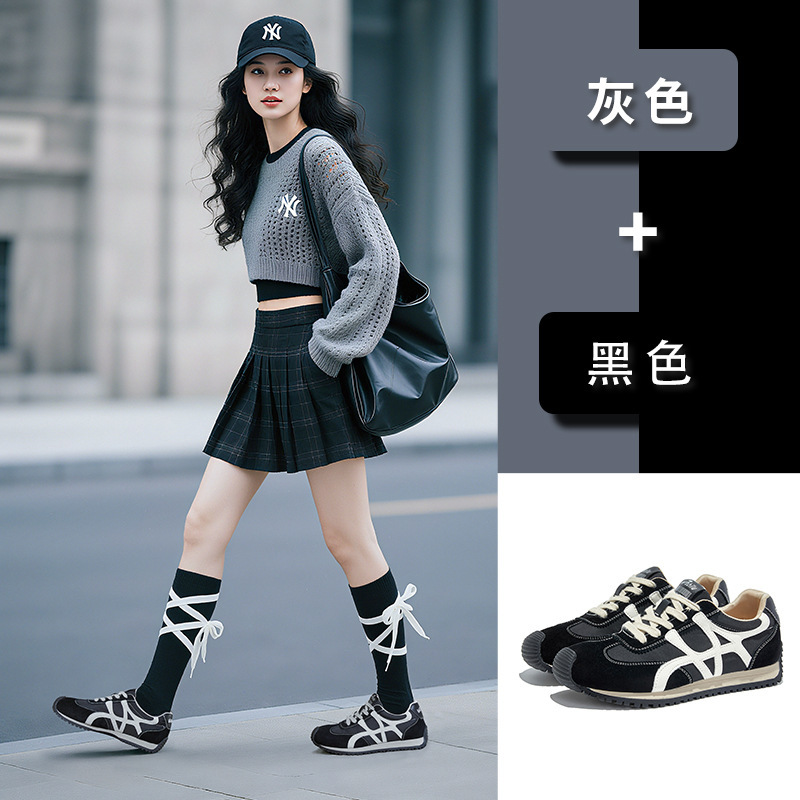 真皮德训鞋女鞋2025秋季鞋子女新款百搭复古运动女款休闲阿甘鞋女|undefined