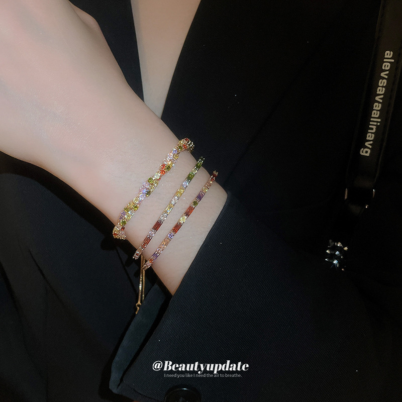 Dopamine color diamond bracelet bracelet cross-border new exquisite fashion bracelet light luxury high-end jewelry wholesale