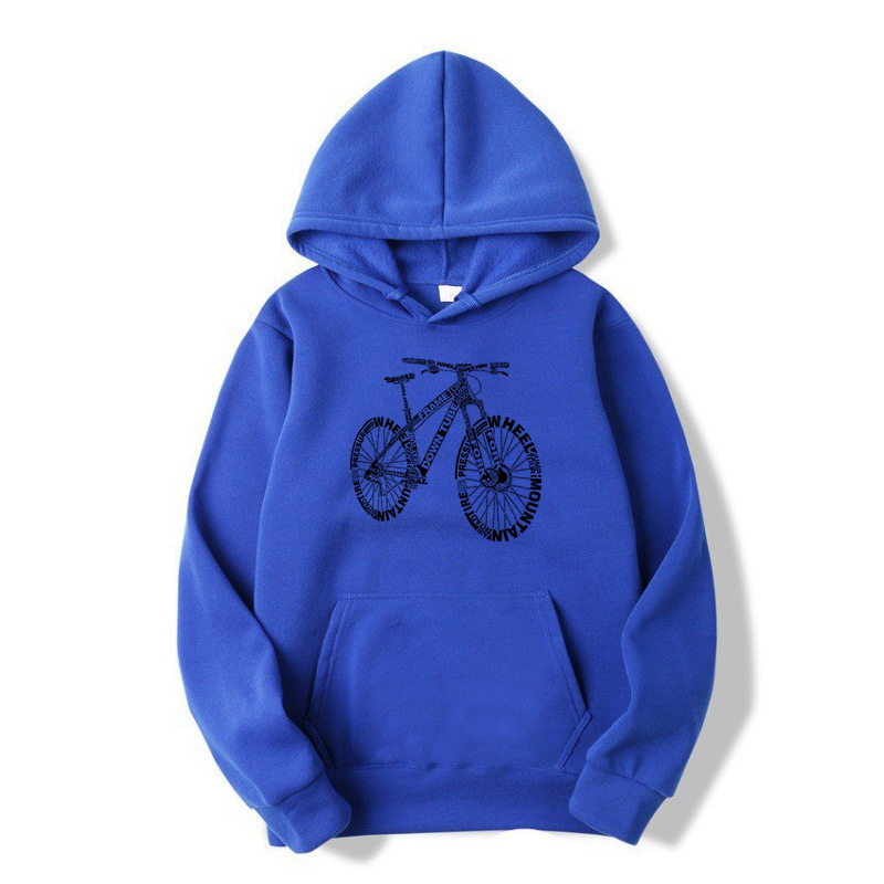 Alphabet Style Mountain Bike Funny Print Hoodies Men Winter