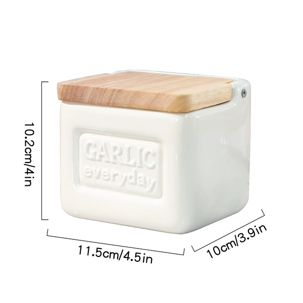 Beige garlic jar