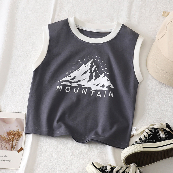 Children's cotton summer T-shirt for boys sleevless