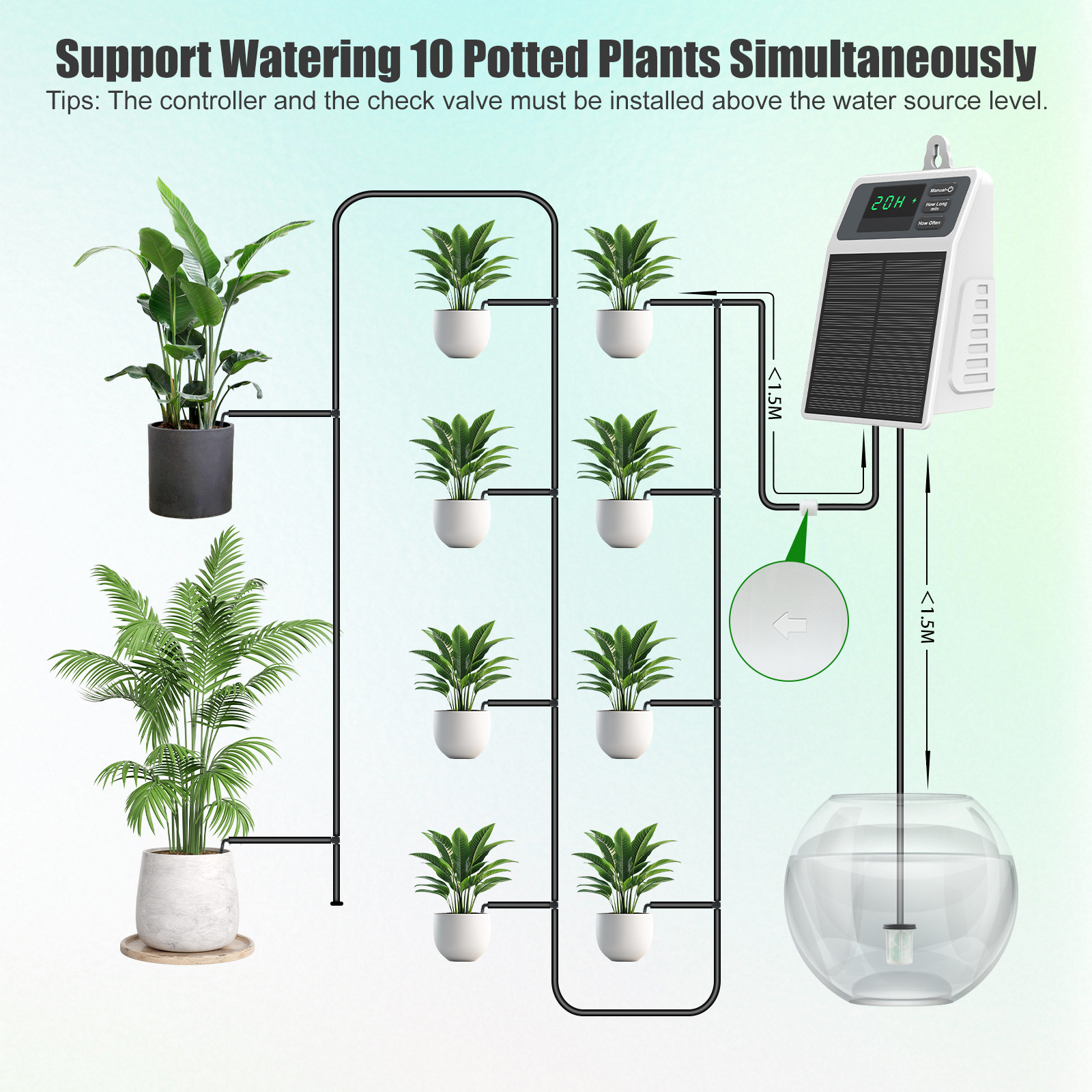 Solar Powered Flower Drip Irrigation System For Garden And Balcony_voghion.com