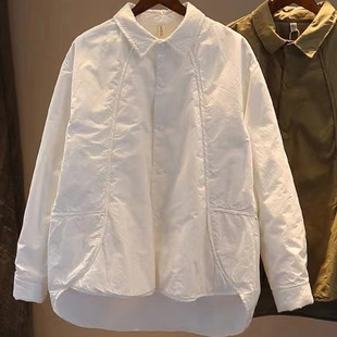 Winter New 2025 Slim POLO Collar Solid Color Quilted Jacket Women's Loose plus size Long Sleeve Commuting Casual Shirt