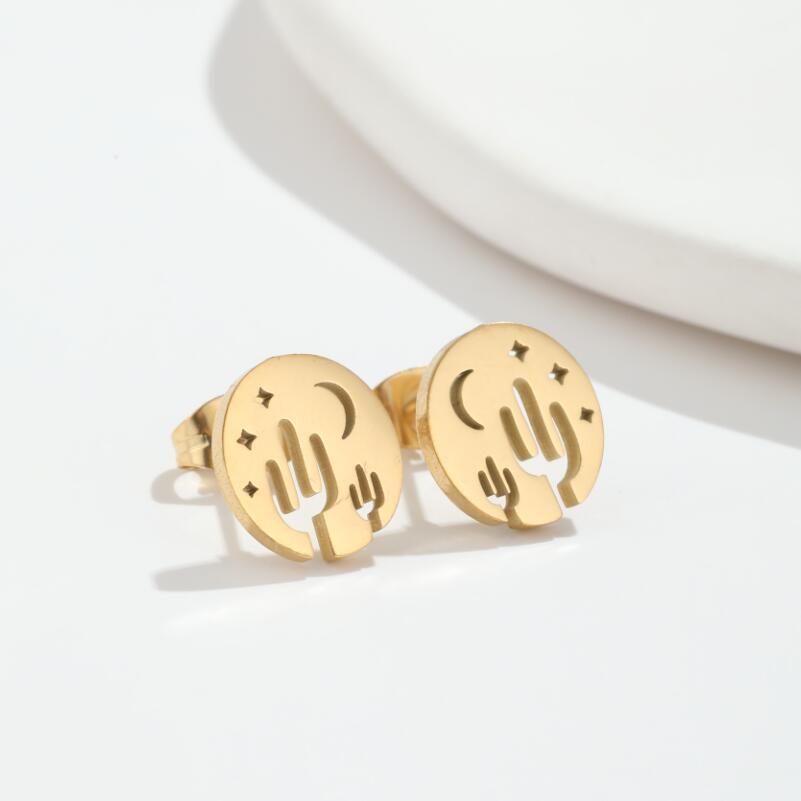 9g Weight PVD Coated Gold Plating Process 316 Stainless Steel Ear Needle Material 18K Gold, Real Gold Plated Plating Material PVD Coated 18K Gold Real Gold Plated Solid Color 304 Stainless Steel Simple Style Waterproof Non Tarnish Earrings