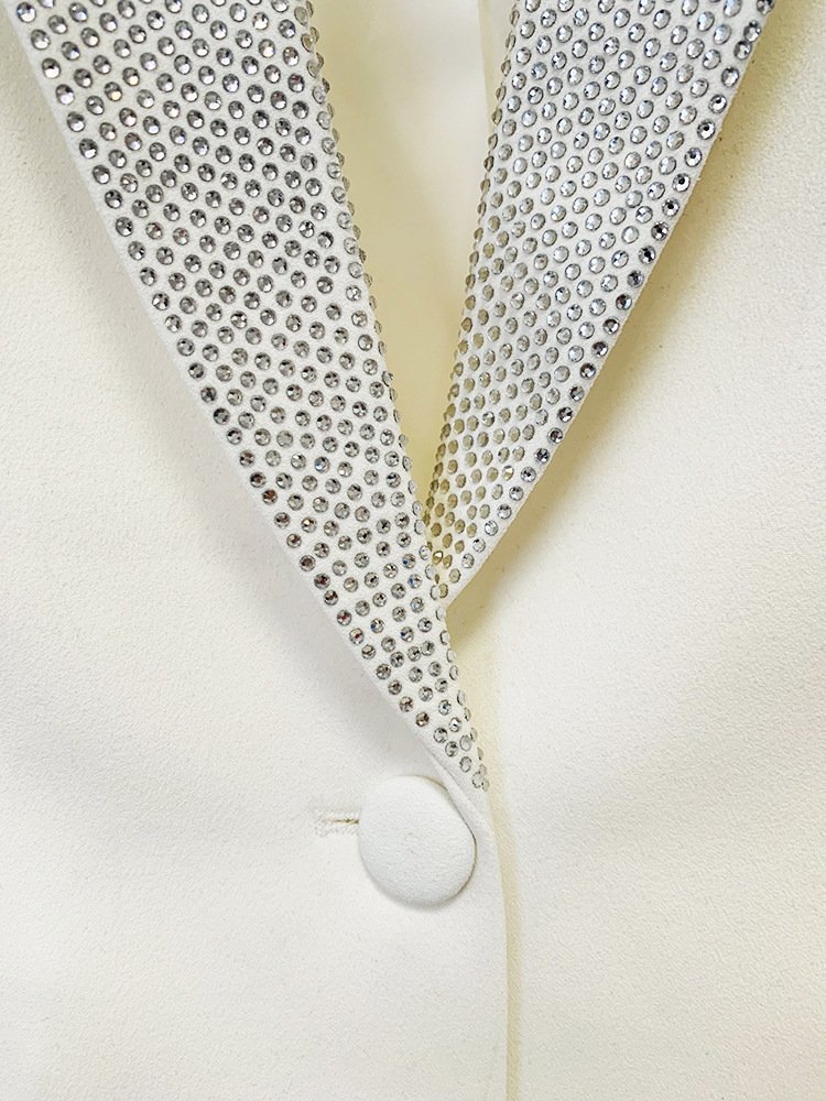 GraceChic GraceChic 2025 New European American Style Ostrich Real Feather Perm Rhinestone Green Fruit Collar Blazer And Trousers Set_voghion.com