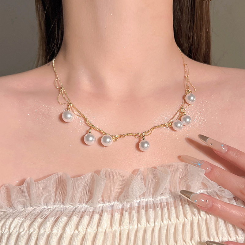 S925 スターリングシルバーリボンウォータードロップジルコンネックレス女性のニッチデザインハイエンド韓国インライト高級鎖骨チェーン|undefined