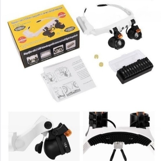 Glasses Magnifier High Magnification Led Professional-Grade Watch Repair 3/4/5/6/7/10X 21X Head-Mounted High-Definition 4