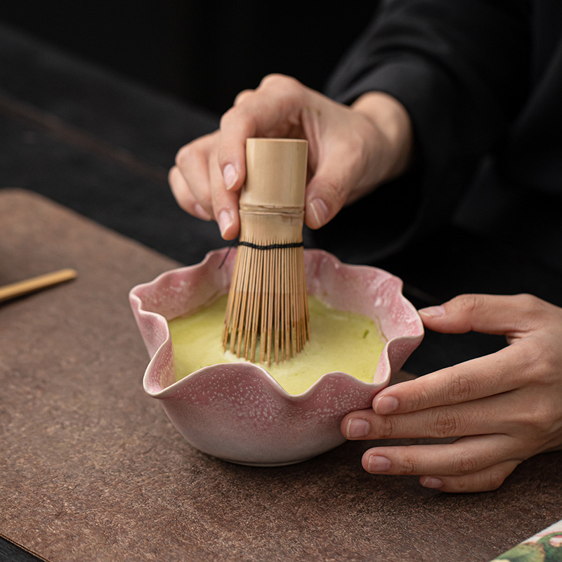 Conjunto de matcha de cerámica de huayun cuatro piezas conjunto horno punto cambiante tazón de té taza de té 100 tazas de té matcha herramienta de té vertical