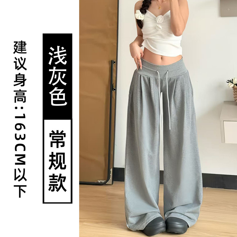 美式复古运动阔腿裤女2025年秋季新款高腰宽松慵懒风休闲直筒卫裤|undefined
