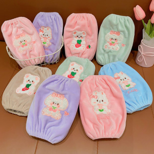 Baby oversleeves infant autumn and winter plush warm cartoon sleeves girls anti-fouling stain-resistant skin-friendly sleeves children oversleeves