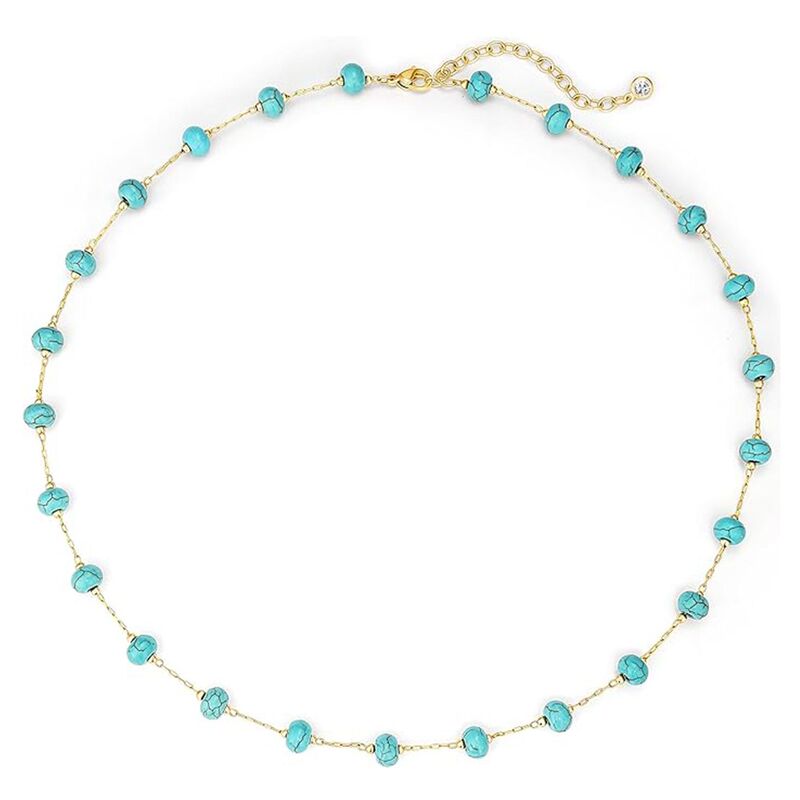 Spring and Summer Women's Bohemian Natural Stone Gravel Chain Necklace Elegant High-End Turquoise Sweater Decorative Necklace Spring and Summer Women's Bohemian Natural Stone Gravel Chain Necklace Elegant High-End Turquoise Sweater Decorative Necklace