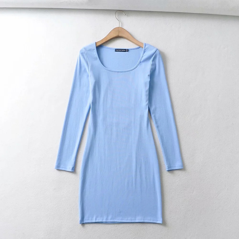 square neck elastic hollow dress NSHS46818