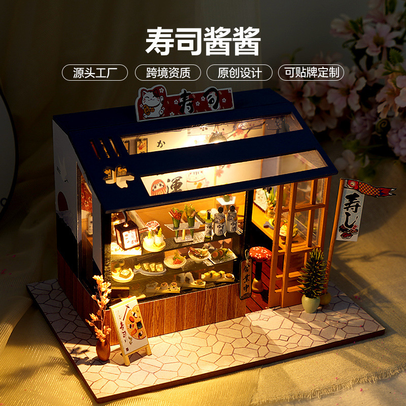 Japanese-Style DIY Miniature House Food Toy Shop Street Scene Handmade Assembly Model Miniature Scene Creative Gift Toy Ornament