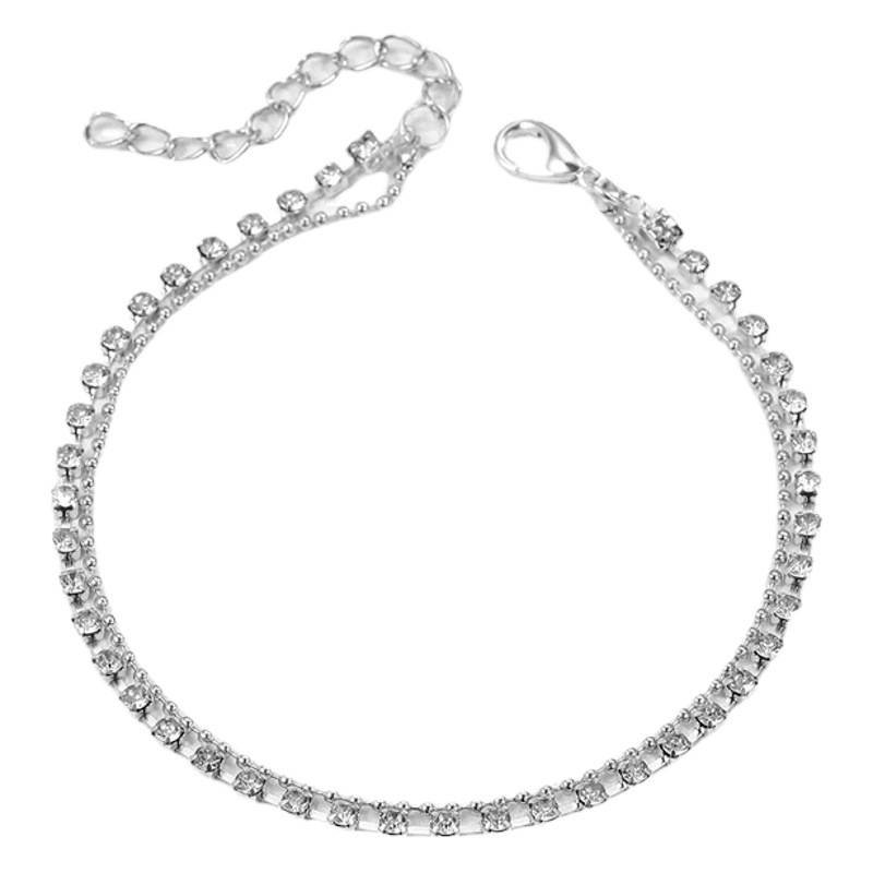Europa y América transfronteriza nueva tobillo de múltiples capas tobillo de playa de verano tiro de la calle cadena de metal Cadena de cuentas de flash de diamantes tobillos