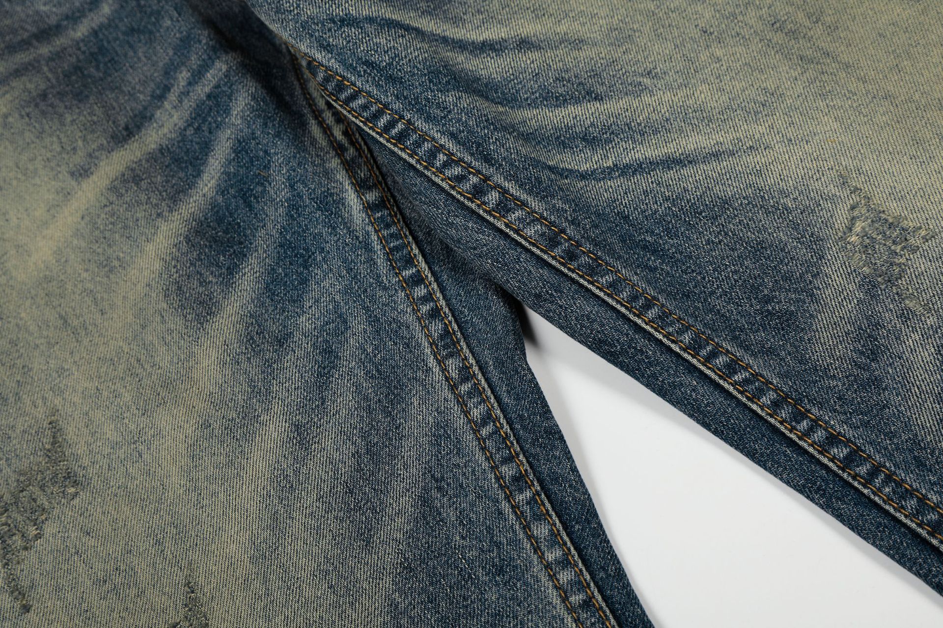 Jean en denim bleu délavé rétro de qualité supérieure, coupe ample, style urbain, pour hommes et femmes_voghion.com