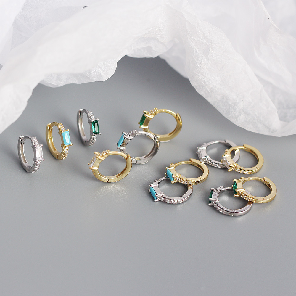 Geometric Fashion Gem Plating Earrings display picture 7