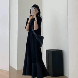 仅用于产品展示勿拍-黑色短袖洋装子女夏季2025新款高级感宽松显