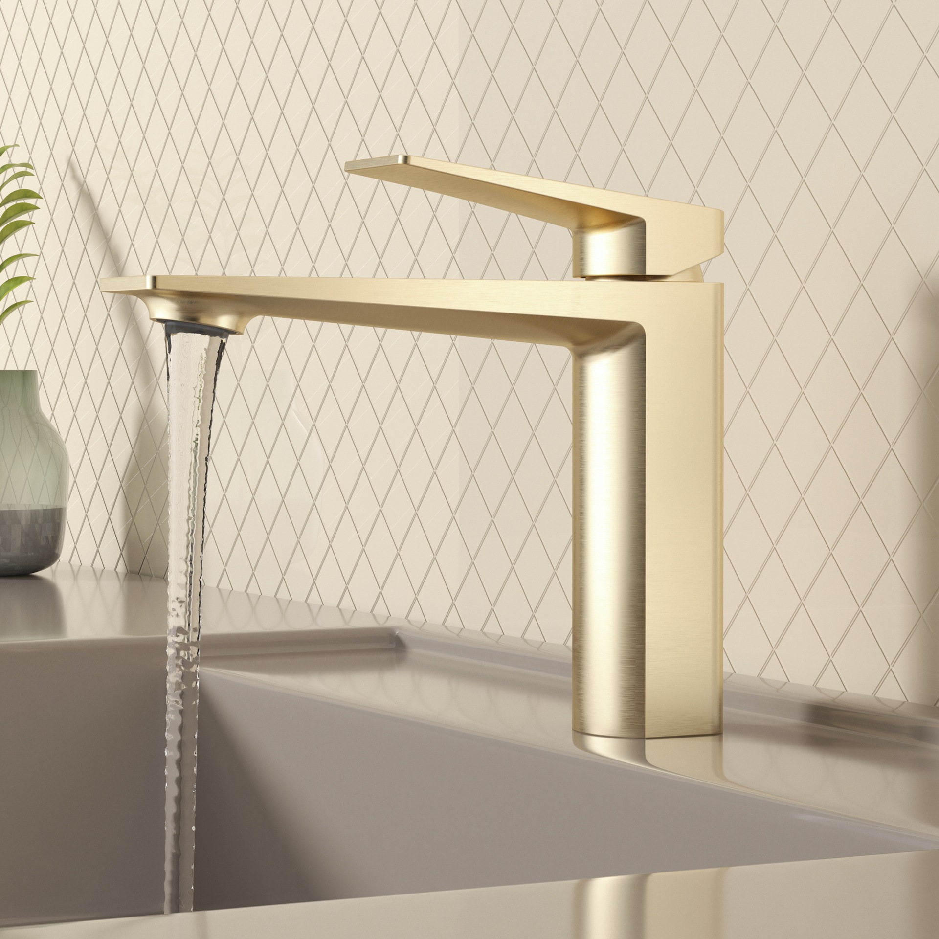 Gun gray bathroom cabinet hot and cold faucet all copper toilet basin single hole wash basin hotel wire drawing faucet