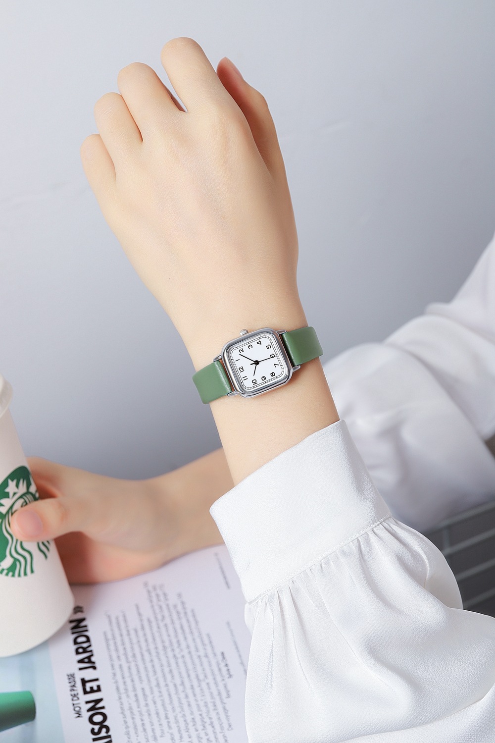 Live broadcast of new Instagram Fengsen series digital fashion minimalist square small dial student belt women's watch_voghion.com