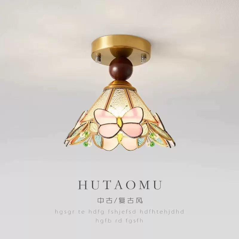 美式复古过道小吊灯法式浪漫中古玄关阳台家用入户衣帽间小吸顶灯