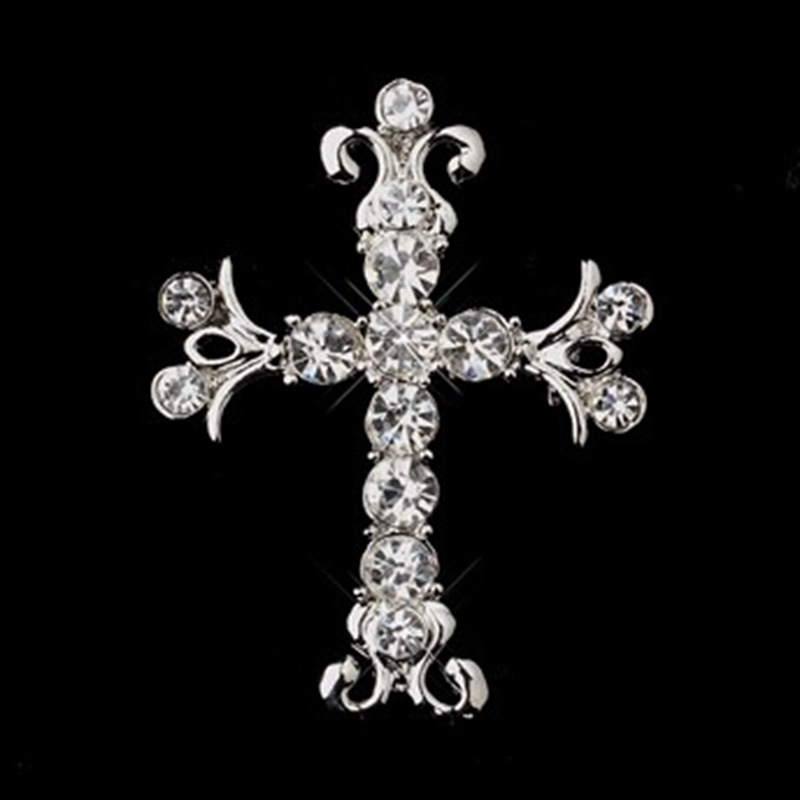 Ruifeng jewelry high-end brooch jewelry wholesale alloy rhinestone cross brooch corsage clothing accessories