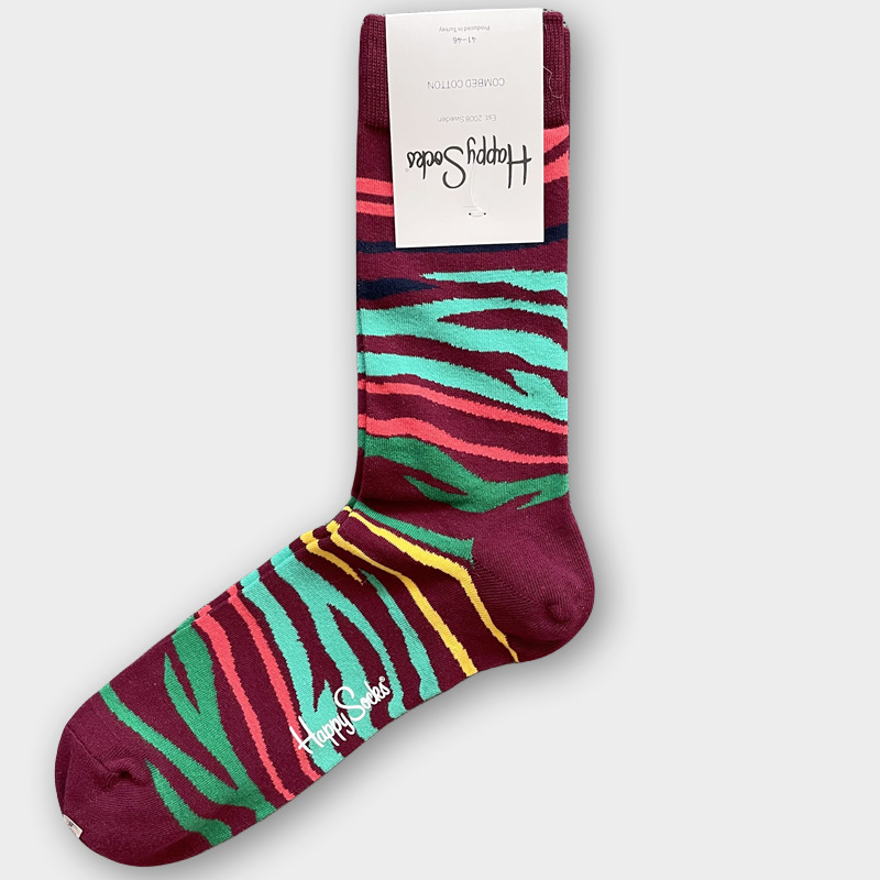 ハッピーソックス メンズソックス ミドル丈 コーマ綿 吸汗消臭 通気性 スウェーデン製 おしゃれ カラフル 薄手