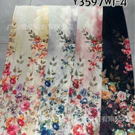 高弹印花网布面料 新款定位花布 可更换底料 数码厂直销印花面料