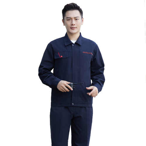 Cotton Workwear Long-Sleeve Workwear Set Men Durable Welding Workwear Breathable Full-Cotton Protective Workwear Factory Uniform Wholesale