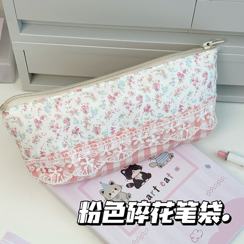 Xiaohongshu 人気のレース花柄 KT 鉛筆バッグ ins 高価値新鮮な収納袋学生文具バッグ鉛筆バッグ|undefined