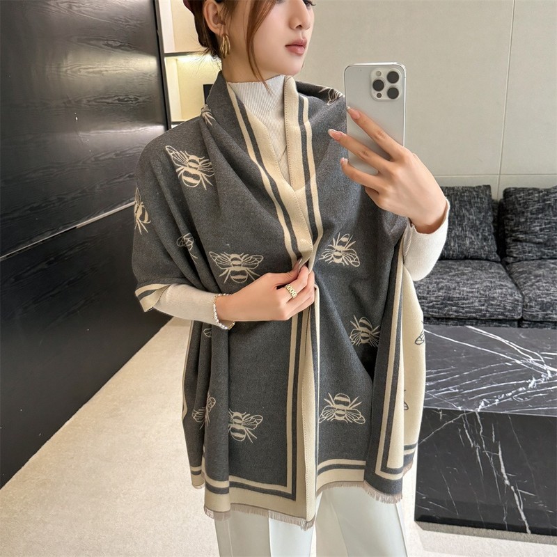 杭州跨洲围巾现货批发轻奢小蜜蜂提花围巾女秋冬新款保暖外搭披肩|undefined