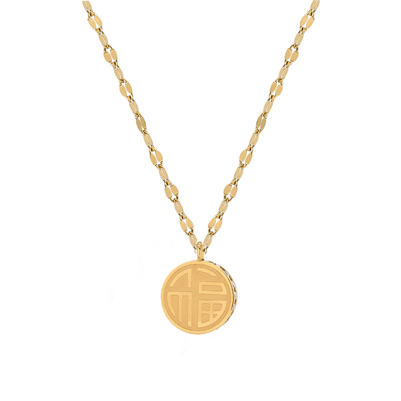 Collier femme symbole fu double face en or véritable bijoux_voghion.com